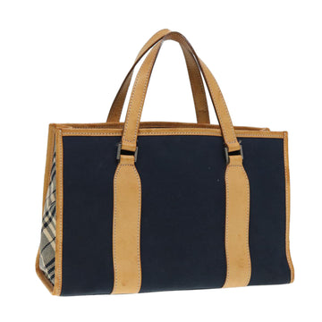 BURBERRY Nova Check Blue Label Hand Bag Canvas Navy Beige Auth ti2002