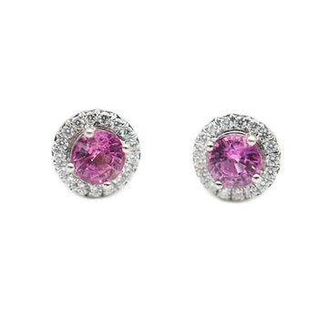 TIFFANY & CO. Soleste Halo Pink Sapphire & Diamond Earrings in Platinum
