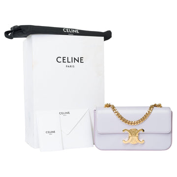 Celine Triomphe shoulder flap bag in satin lilac calf leather, GHW