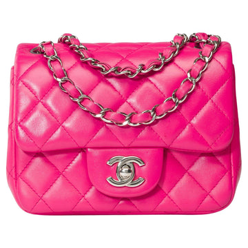 CHANEL Gorgeous Mini Timeless Shoulder flap bag in Pink quilted leather, SHW