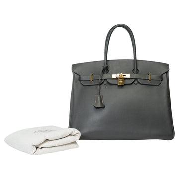HERMES Amazing Birkin 35 handbag in Gray Graphite Epsom leather, GHW
