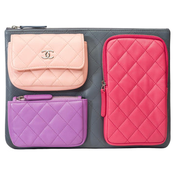 CHANEL Limited Edition Pouch/Clutch in multicolor quilted leather, SHW