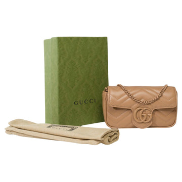 GUCCI GG Marmont Mini shoulder bag in beige quilted leather , BHW