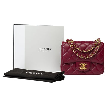CHANEL Gorgeous Mini Timeless Shoulder flap bag in Plum quilted leather, GHW
