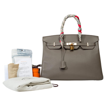 HERMES Stunning Birkin 35 handbag in etoupe Epsom leather, RGHW