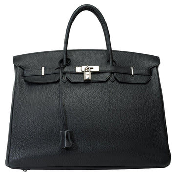 HERMES Classy Birkin 40cm handbag in Black Fjord calf leather, SHW