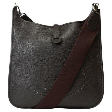 HERMES Evelyne 29 shoulder bag in Brown Taurillon Clemence leather, SHW