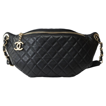 CHANEL Gorgeous Belt bag in black quilted caviar leather, GHW