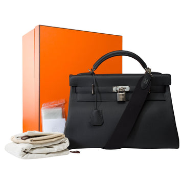 HERMES New Rare Kelly 42 Max in Black Togo leather, SHW