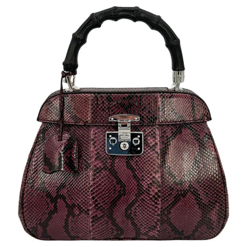 GUCCI Purple Python Lady Lock Bag with Bamboo Handle