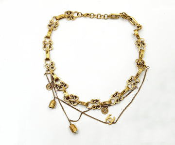 CHANEL Rare Vintage Gold Plated Hook and Eye Necklace