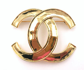 CHANEL Vintage Gold Plated CC Large Brooch