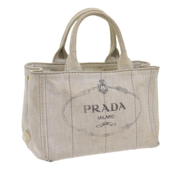 PRADA Canapa PM Hand Bag Canvas White Auth yb441