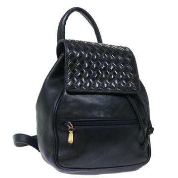 BALLY Backpack Leather Black Auth yb550