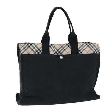 BURBERRY Nova Check Blue Label Hand Bag Canvas Beige Black Auth yb558