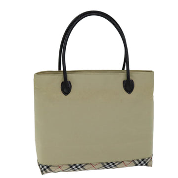 BURBERRY Nova Check Blue Label Tote Bag Nylon Beige Auth yb562