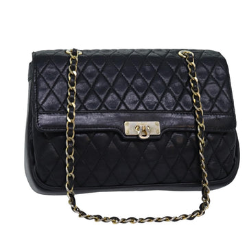 BALLY Chain Shoulder Bag Leather Black Auth yb565