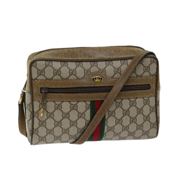 GUCCI GG Canvas Web Sherry Line Shoulder Bag PVC Beige Green Red Auth yk11376