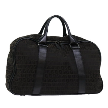 FENDI Zucchino Canvas Boston Bag Black Auth yk11470