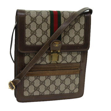 GUCCI GG Supreme Web Sherry Line Shoulder Bag PVC Beige Red Green Auth yk11580