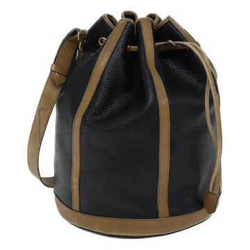 CHRISTIAN DIOR Shoulder Bag Leather Black Auth yk11682