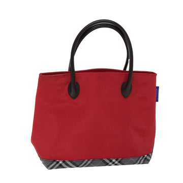 BURBERRYSs Nova Check Blue Label Hand Bag Nylon Red Auth yk11697