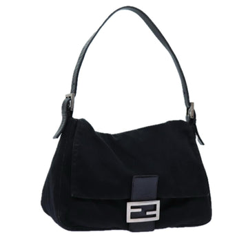 FENDI Mamma Baguette Shoulder Bag Nylon Black Auth yk11760