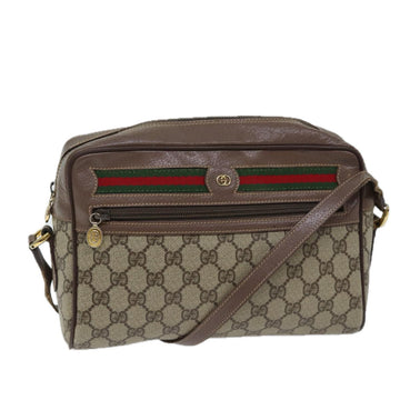 GUCCI GG Canvas Web Sherry Line Shoulder Bag PVC Beige Green Red Auth yk11769