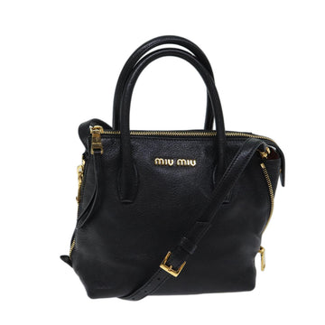 MIU MIU Hand Bag Leather 2way Black Auth yk11849
