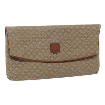 CELINE Macadam Canvas Clutch Bag Beige Auth yk11947