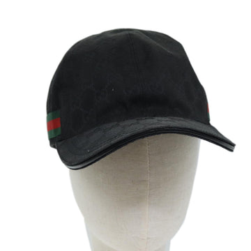 GUCCI GG Canvas Web Sherry Line Cap XL Black Red Green 200035 Auth yk12030