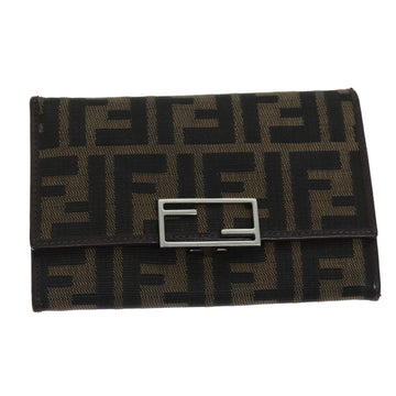 FENDI Zucca Canvas Wallet Black Brown Auth yk12033