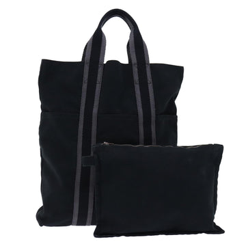 HERMES Fourre Tout Cabas Tote Bag Canvas Black Gray Auth yk12034