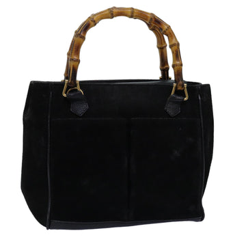 GUCCI Bamboo Hand Bag Suede Black 000 122 0316 Auth yk12056