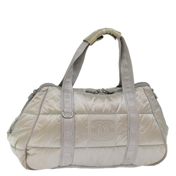 CHANEL Sports Boston Bag Nylon Silver CC Auth yk12071