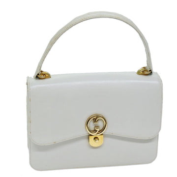 GUCCI Hand Bag Leather White Auth yk12076