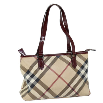 BURBERRY Nova Check Shoulder Bag Coated Canvas Beige Auth yk12191