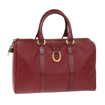 CHRISTIAN DIOR Trotter Canvas Boston Bag Red Auth yk12290