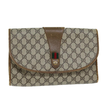 GUCCI GG Supreme Web Sherry Line Clutch Bag PVC Beige Red 89 01 031 Auth yk12320