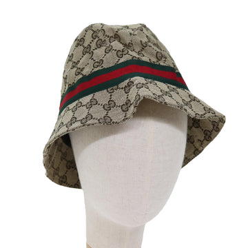 GUCCI GG Canvas Web Sherry Line Hat XL Beige Red Green Auth yk12321