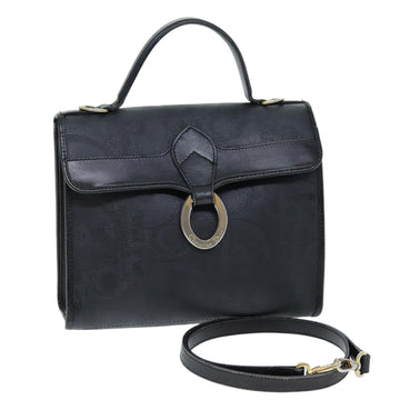 CHRISTIAN DIOR Trotter Canvas Hand Bag 2way Black Auth yk12322