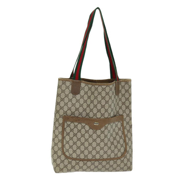 GUCCI GG Supreme Web Sherry Line Tote Bag PVC Beige Red 39 02 003 Auth yk12333