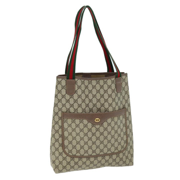GUCCI GG Supreme Web Sherry Line Tote Bag PVC Beige Red 002 58 6487 Auth yk12337