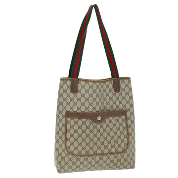 GUCCI GG Supreme Web Sherry Line Tote Bag PVC Beige Red 89 02 003 Auth yk12338