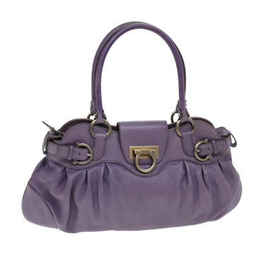 SALVATORE FERRAGAMO Gancini Hand Bag Leather Purple Auth yk12347