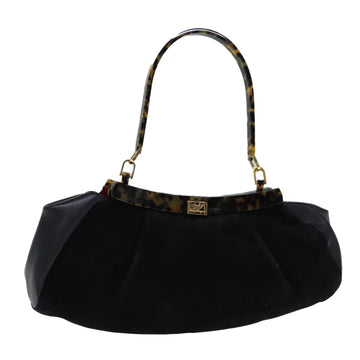 SALVATORE FERRAGAMO Hand Bag Suede Black Auth yk12372