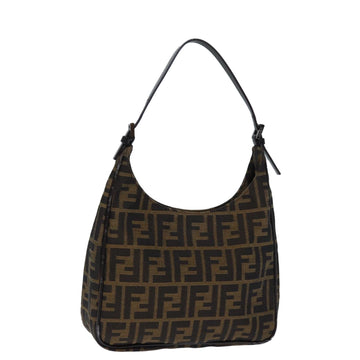 FENDI Zucca Canvas Hand Bag Brown Black Auth yk12507