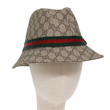 GUCCI GG Supreme Web Sherry Line Hat PVC M Beige Red Green Auth yk12592