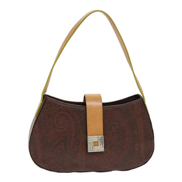 ETRO Paisley Hand Bag PVC Leather Brown Auth yk12600