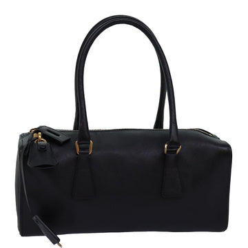 PRADA Hand Bag Safiano leather Black Auth yk12630